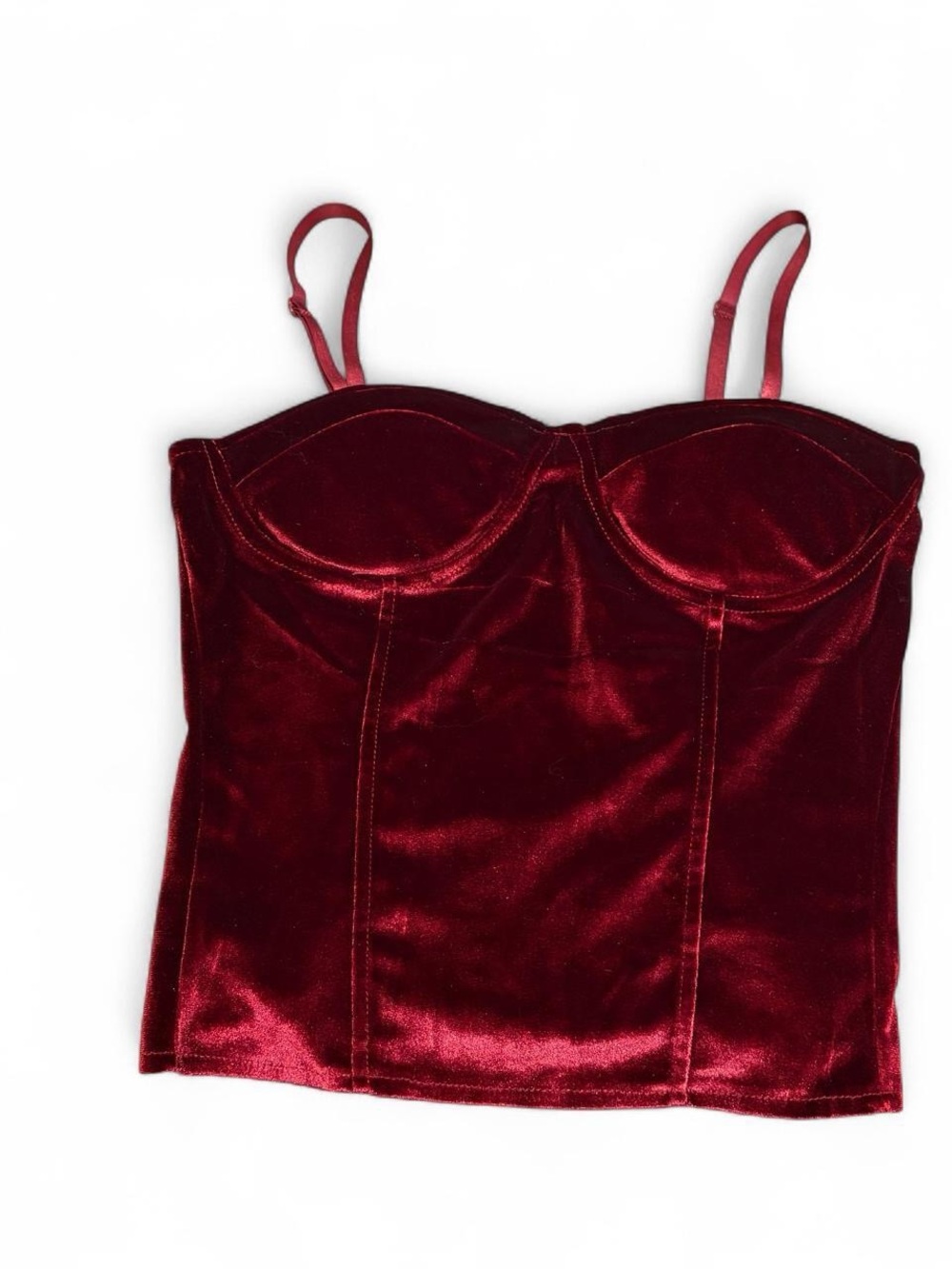 Women’s Red Velvet Bustier Top